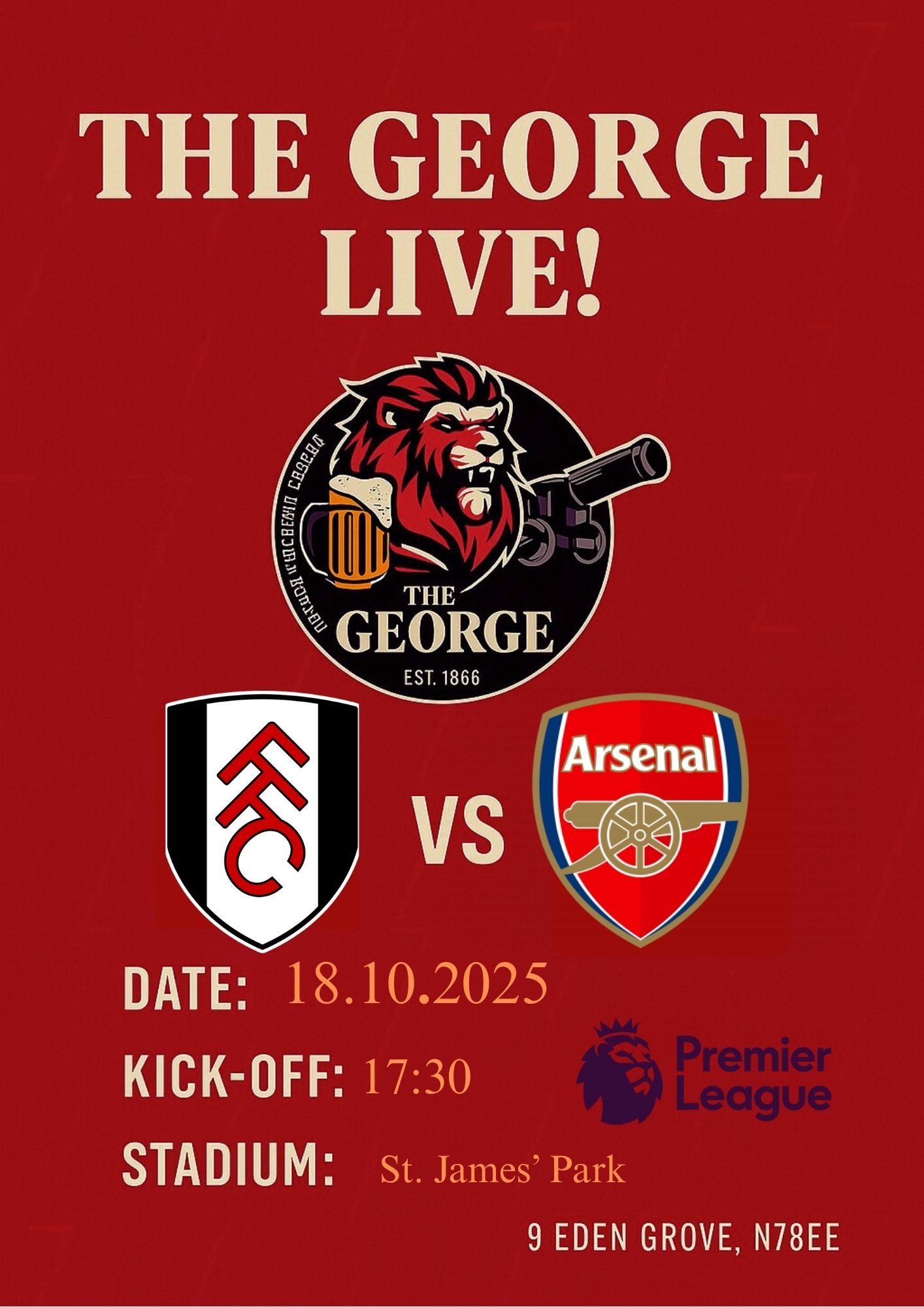 Fulham v Arsenal Screening